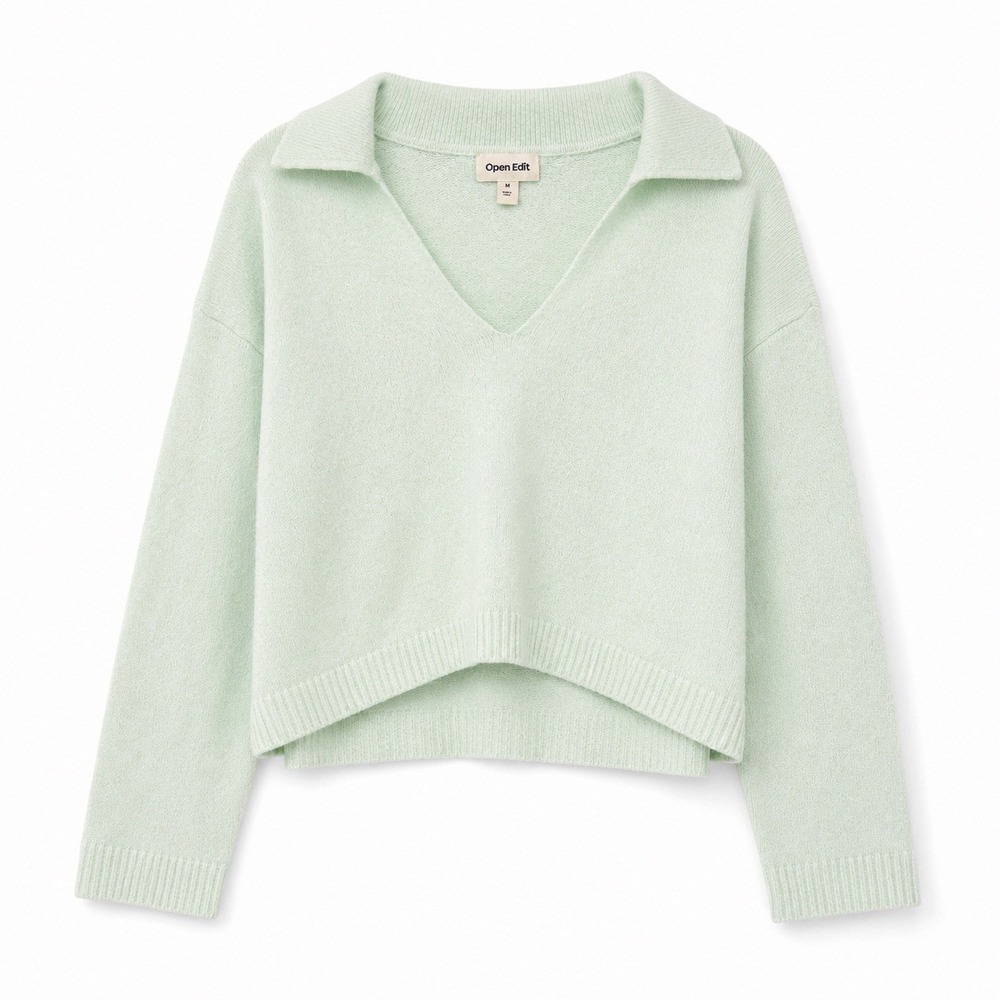 Nordstrom Open Edit Pastel Green Pullover Preppy Rugby Sweater Women Med